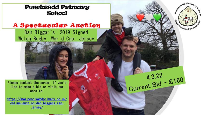Dan Biggar`s March 2022 online auction of his RWC jersey